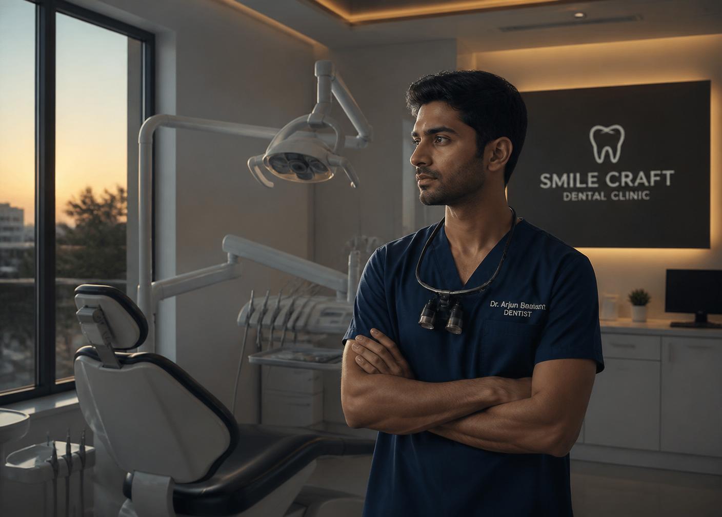 Dentist standing in his newly opened clinic setup